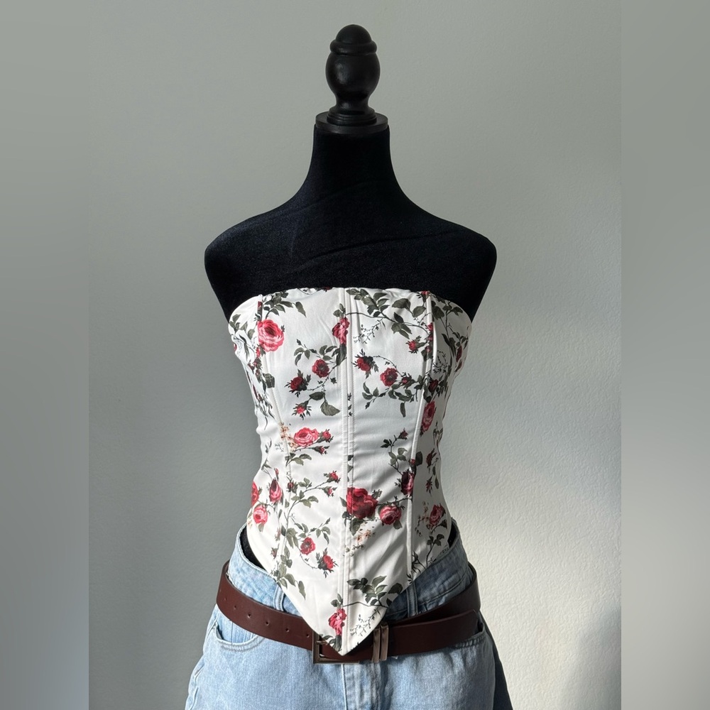 Floral Strapless Corset Top